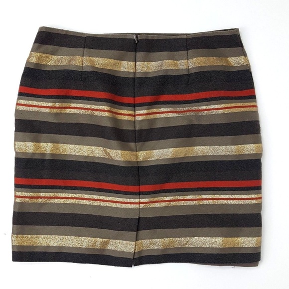 Banana Republic Skirt Womens Size 4 Brown Gold Orange Striped Pencil Straight - Picture 5 of 5